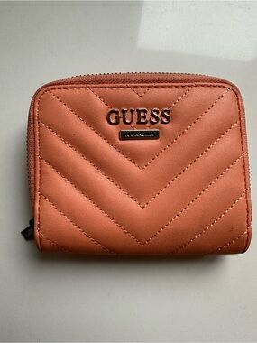 GUESS Quilted Zip Wallet in Terracotta
